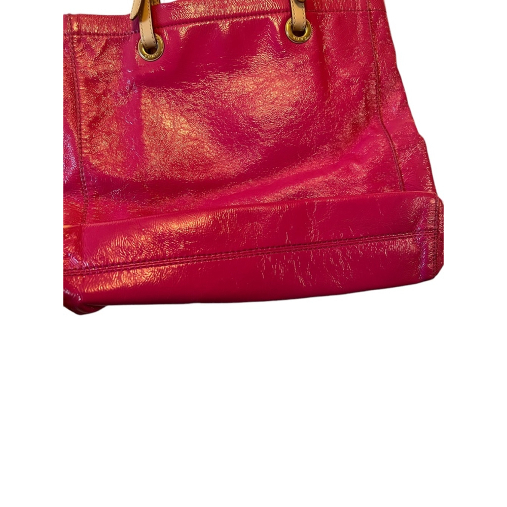 MICHAEL KORS Leather Fuchsia Pink Gold Interior Open Mid Size Shoulder Bag Purse - Picture 9 of 12